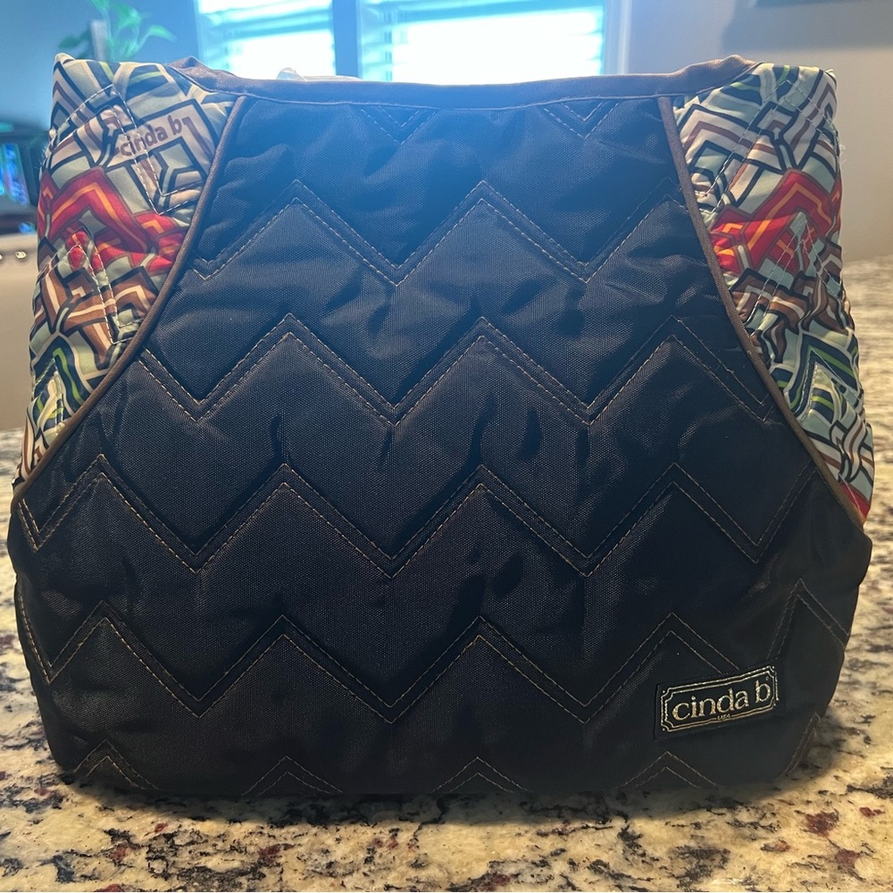 Cinda B Quilted Chevron Hobo Bag